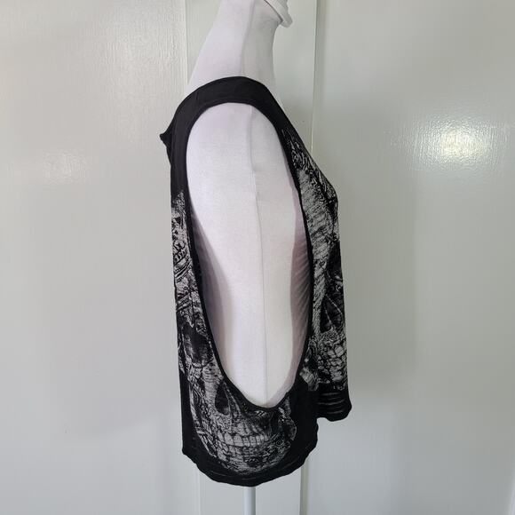 Hot Topic Size EST M Skeleton Skull Open Side Sleeveless Sheer Tank Goth Punk - Picture 2 of 9